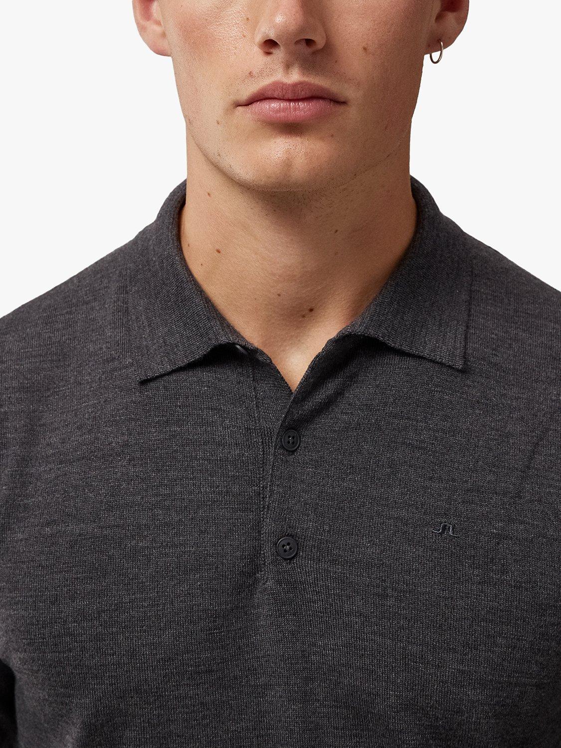 Product image 2 of 2, which shows J.Lindeberg Noel Light Merino Polo Shirt, Dark Grey Melange, S