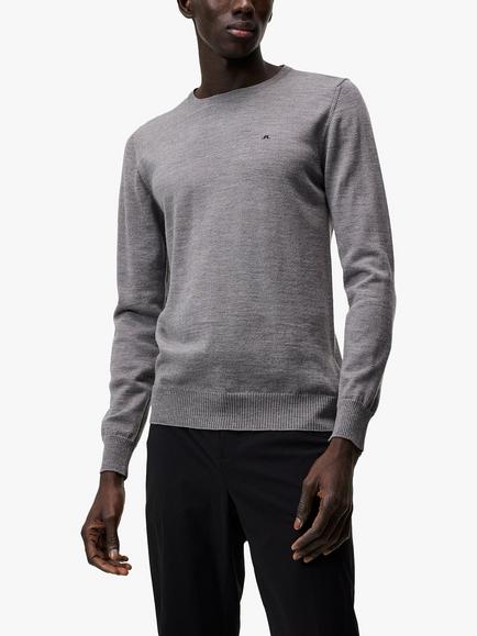 J.Lindeberg Lyle Merino Wool Crew Jumper, Grey Melange