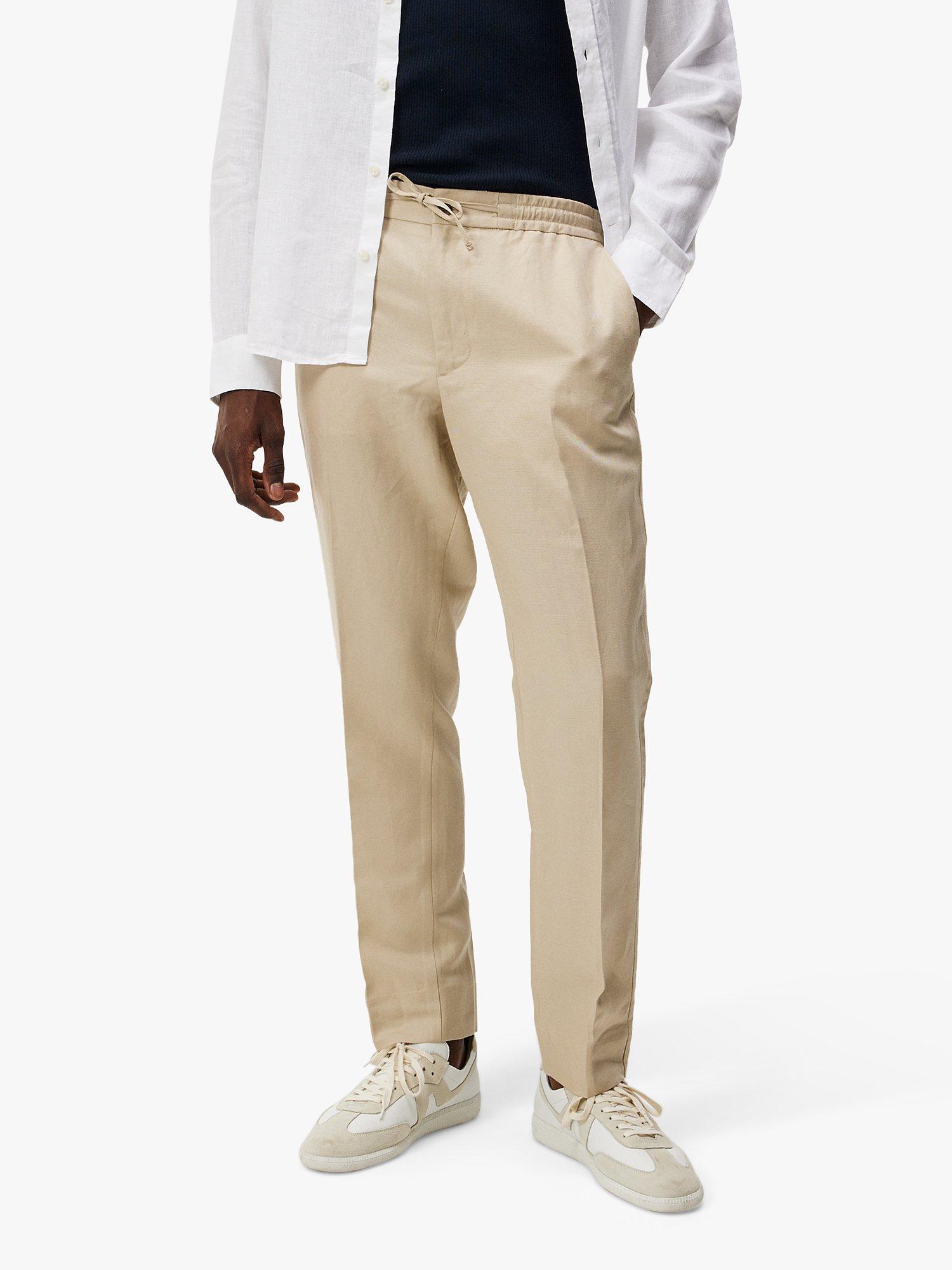 J.Lindeberg Baron Tencel Linen Blend Slim Trousers, Safari Beige
