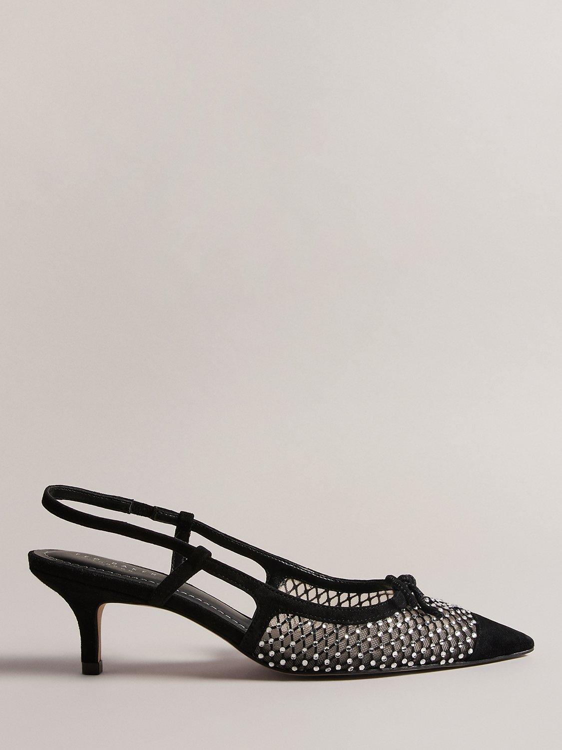 Ted Baker Relona Crystal Mesh Slingback Kitten Heels, Black
