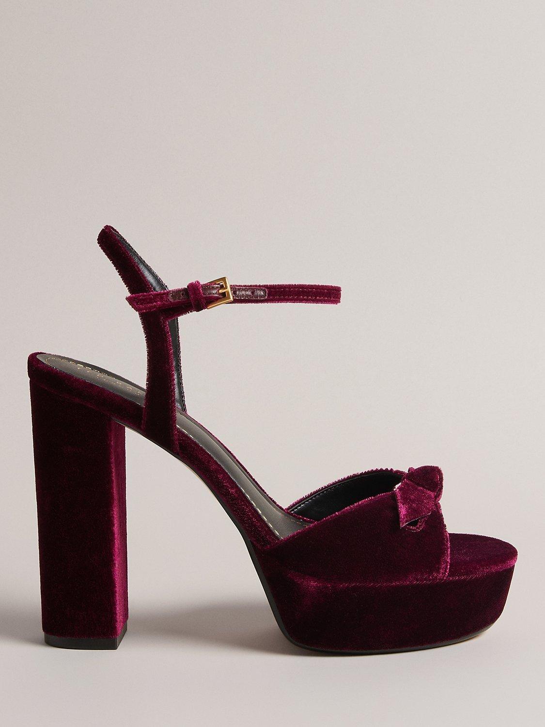 Ted Baker Kayvi Velvet Platform Heel Sandals, Red Dark