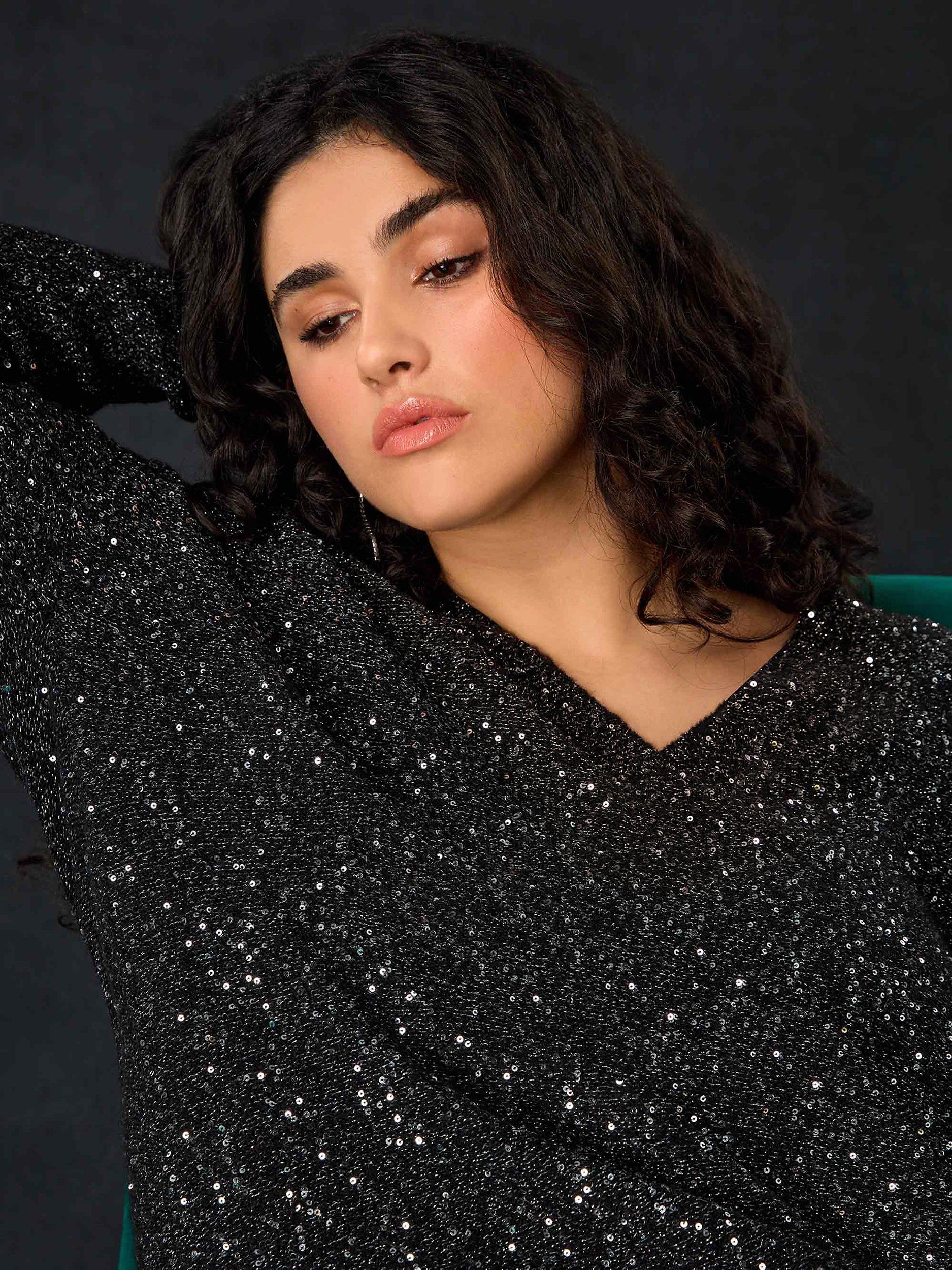 Black glitter jumper dress 2025