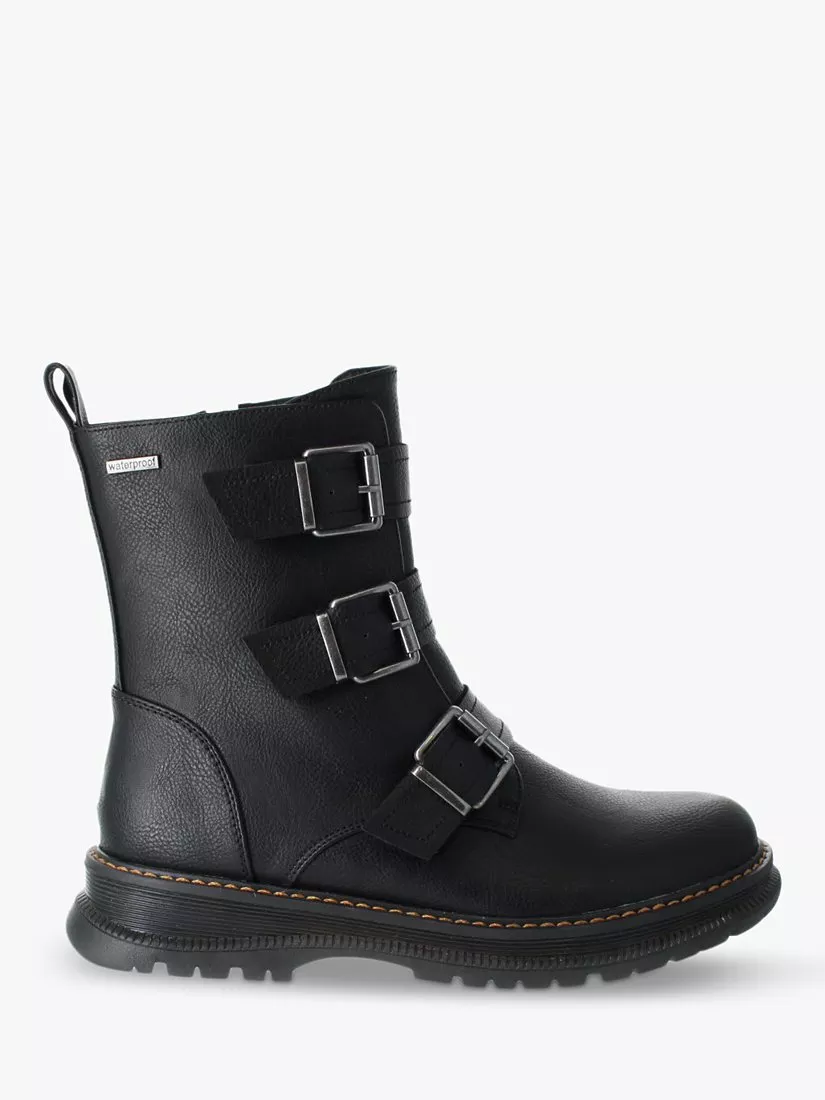 Westland by Josef Seibel Peyton Biker Boots With Buckle Detail Black