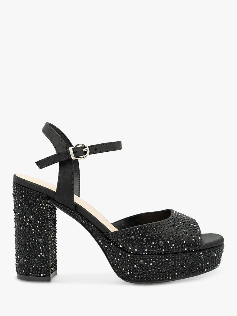 Paradox London Laney Diamante Embellished Heeled Sandals, Black, 6