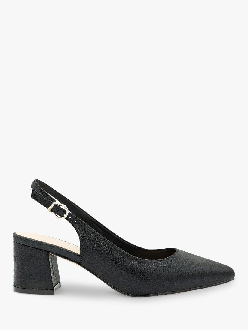 Paradox London Imelda Shimmer Mid Heel Block Heel Black