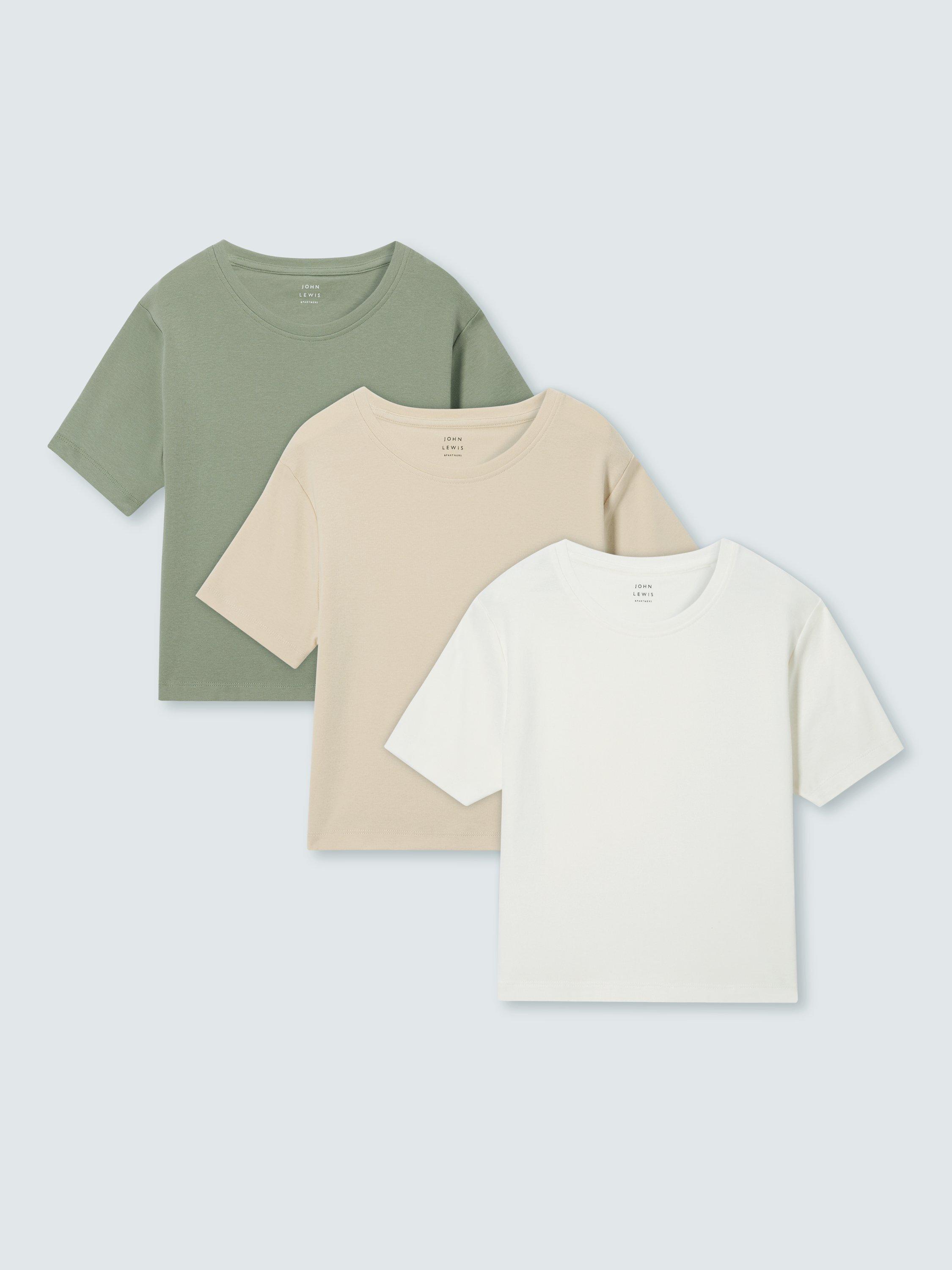 John Lewis Kids' Plain T-Shirts, Pack of 3, Multi