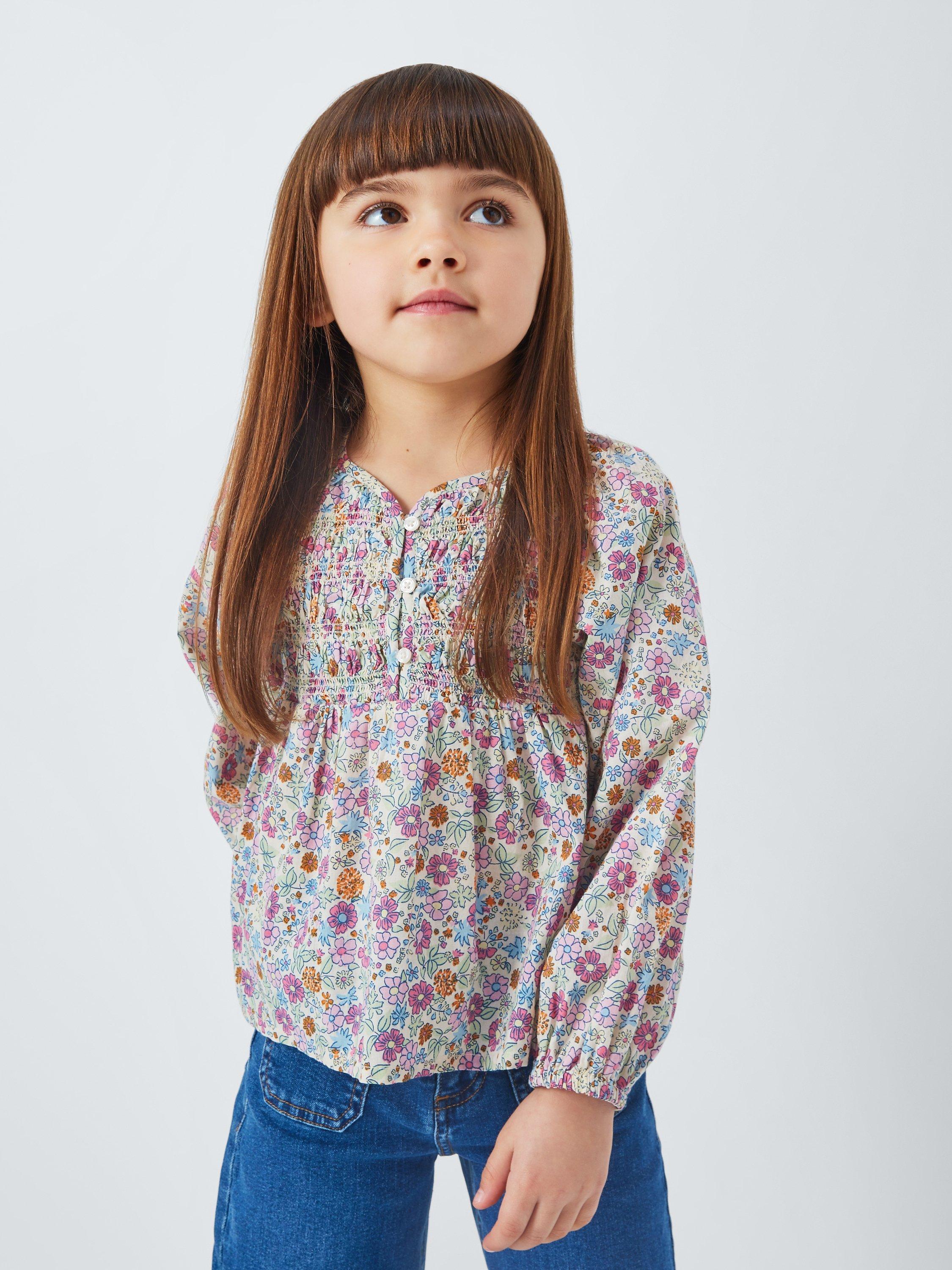 John Lewis Kids' Floral Print Blouse, Multi