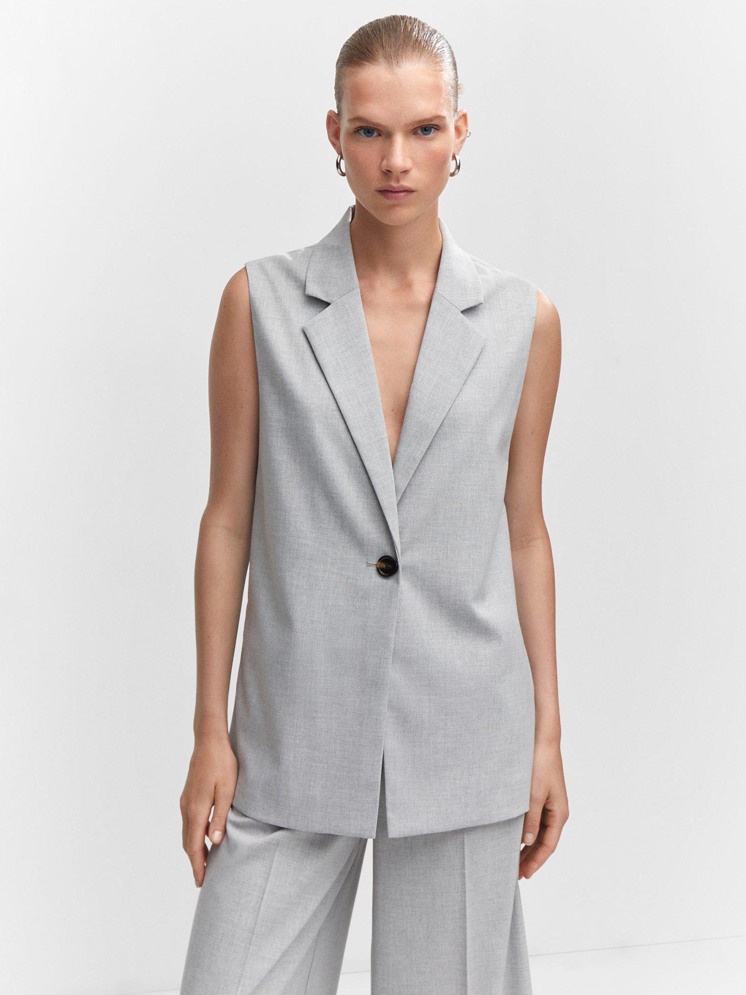 Mango Nala Waistcoat, Pastel Grey