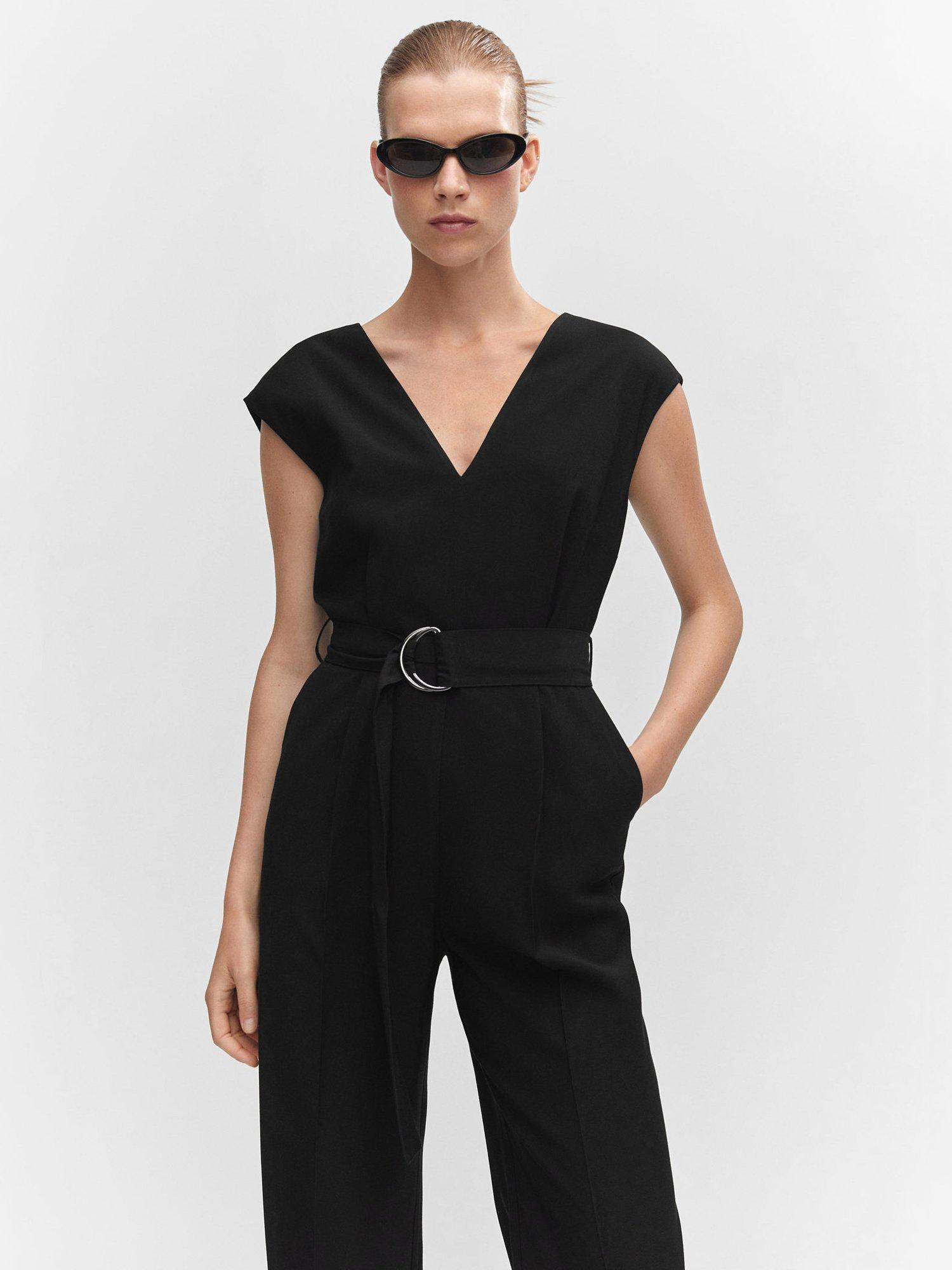 Mango Gabriela V Neck Belted Jumpsuit