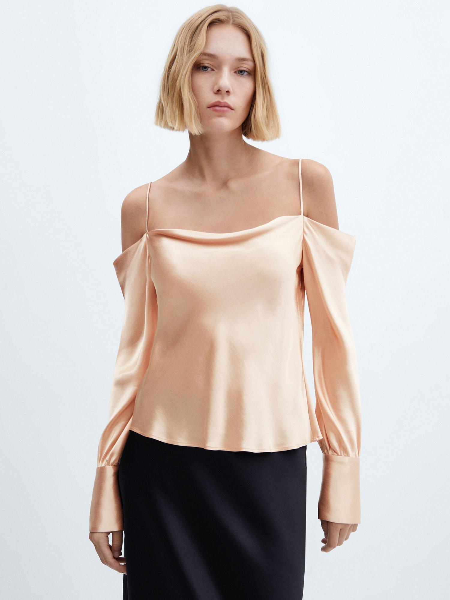 Mango Mafalda Satin Blouse, Peach