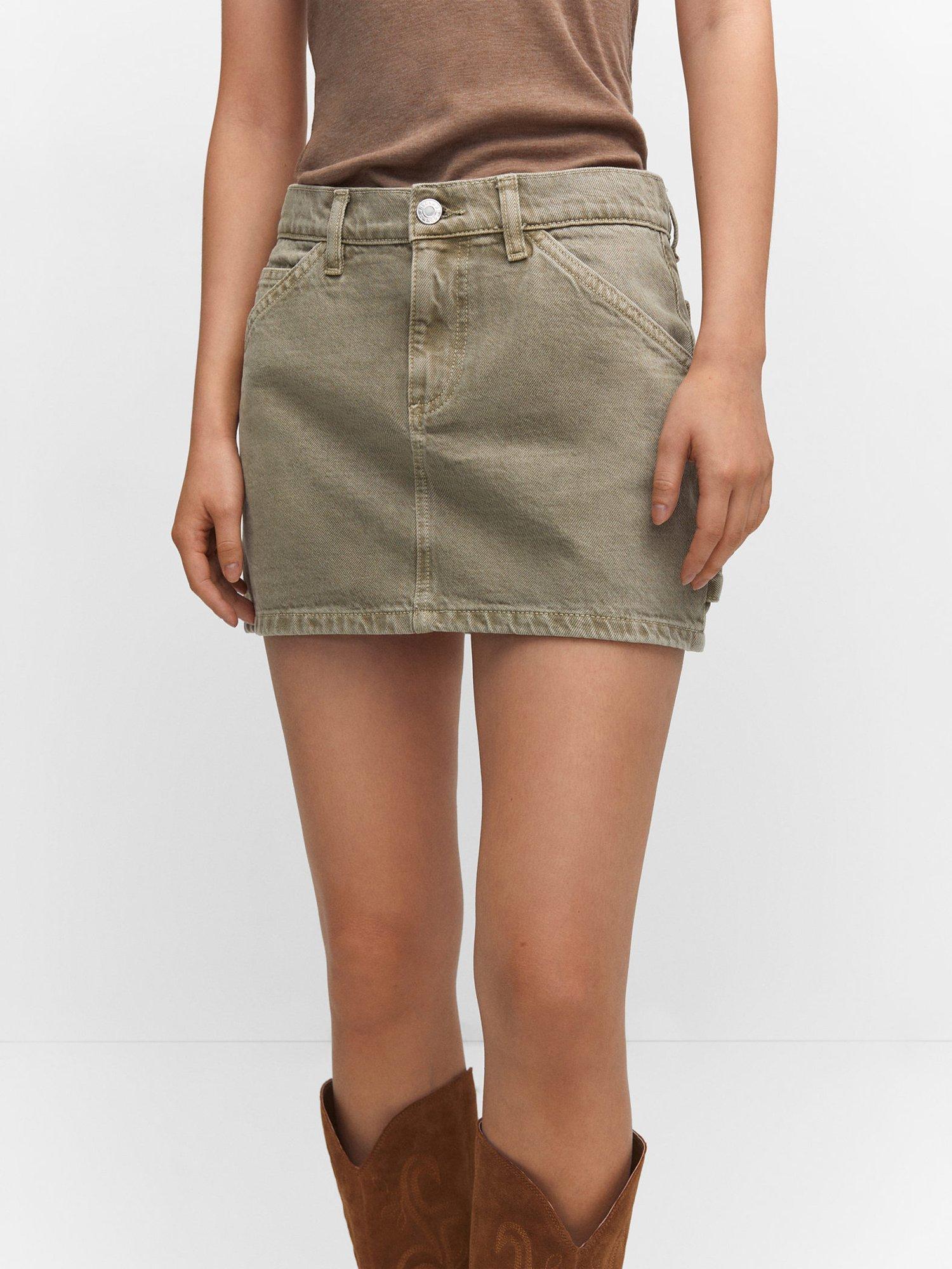 Mango Denim Mini Skirt, Beige