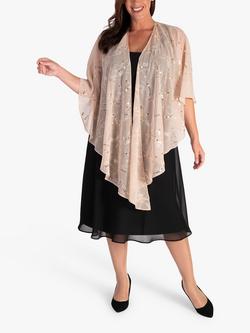 Chesca Sequin Detail Chiffon Shawl, Cream, Cream