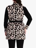 chesca Leopard Cardigan With Tie Belt, Black/Cream