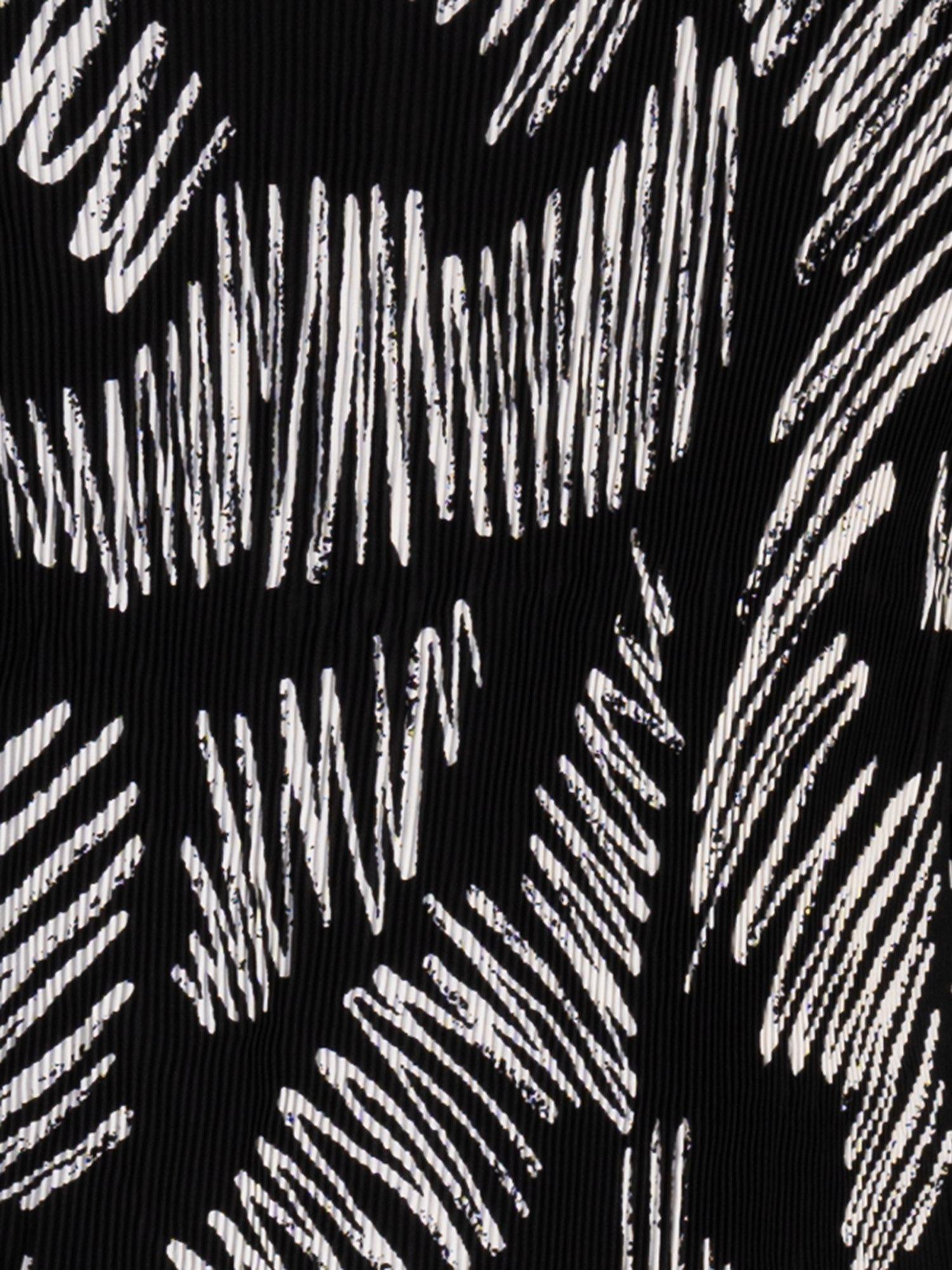 Product image 6 of 6, which shows chesca Scribble Print Longline Pleated Jacket, Black/White, 12-14