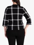 chesca  3/4 Sleeve Check Jacket, Black/Ivory