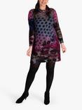 chesca Floral Burnout Cowl Neck Tunic Dress, Pink/Fuchsia