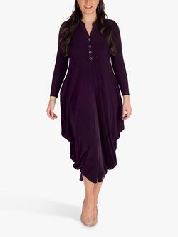 chesca Placket Jersey Drape Dress, Claret, Claret