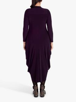 chesca Placket Jersey Drape Dress, Claret - view 2, Claret