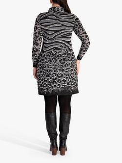chesca Animal Burnout Cowl Neck Tunic Dress, Black/Grey - view 2, Black/Grey