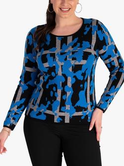 chesca Abstract Print Top, Black/Cobalt, Black/Cobalt