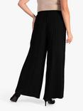 chesca Crepe Plissé Pleated Palazzo Trouser, Black