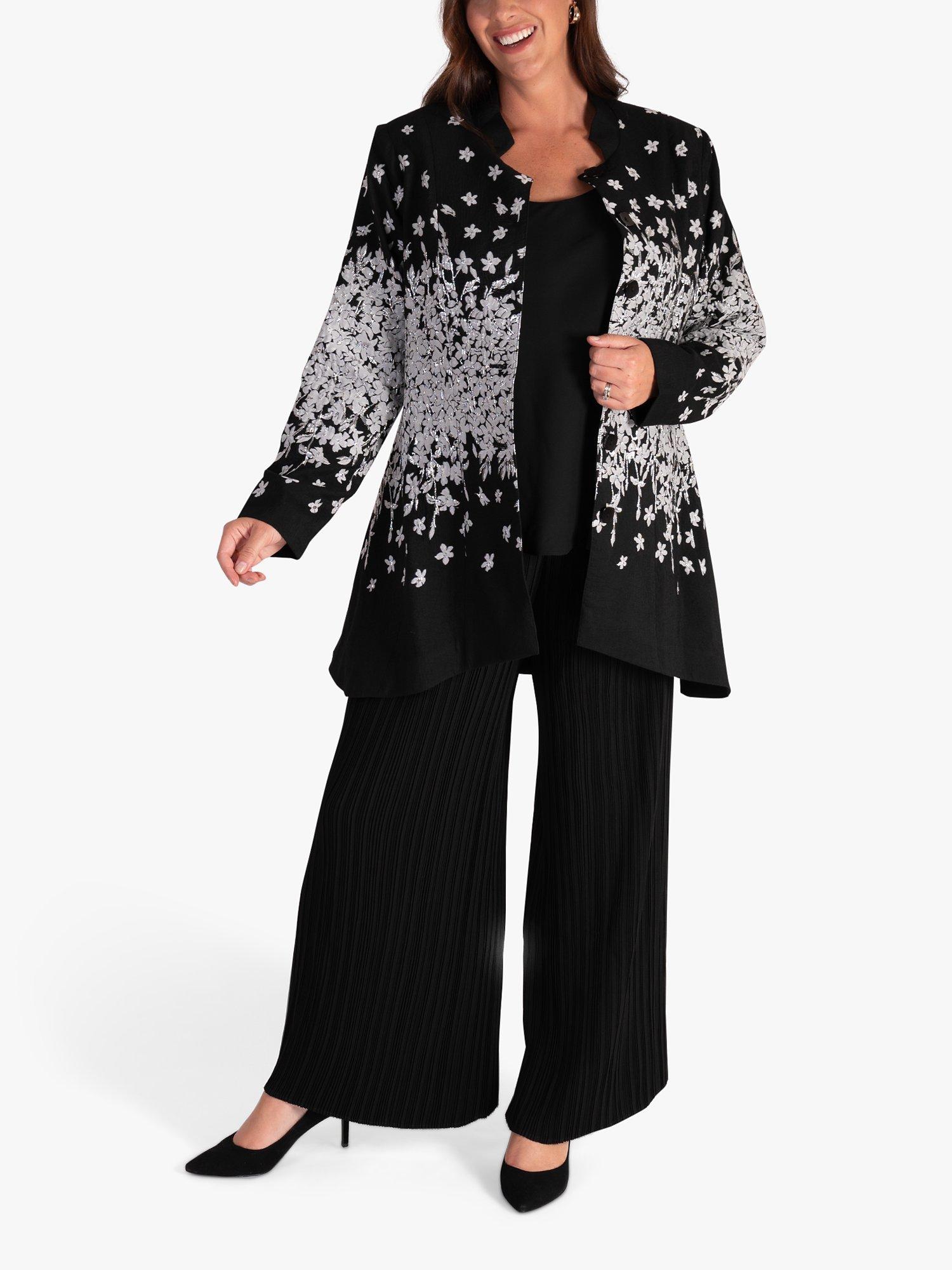 Product image 6 of 7, which shows chesca Crepe Plissé Pleated Palazzo Trouser, Black, 20-22