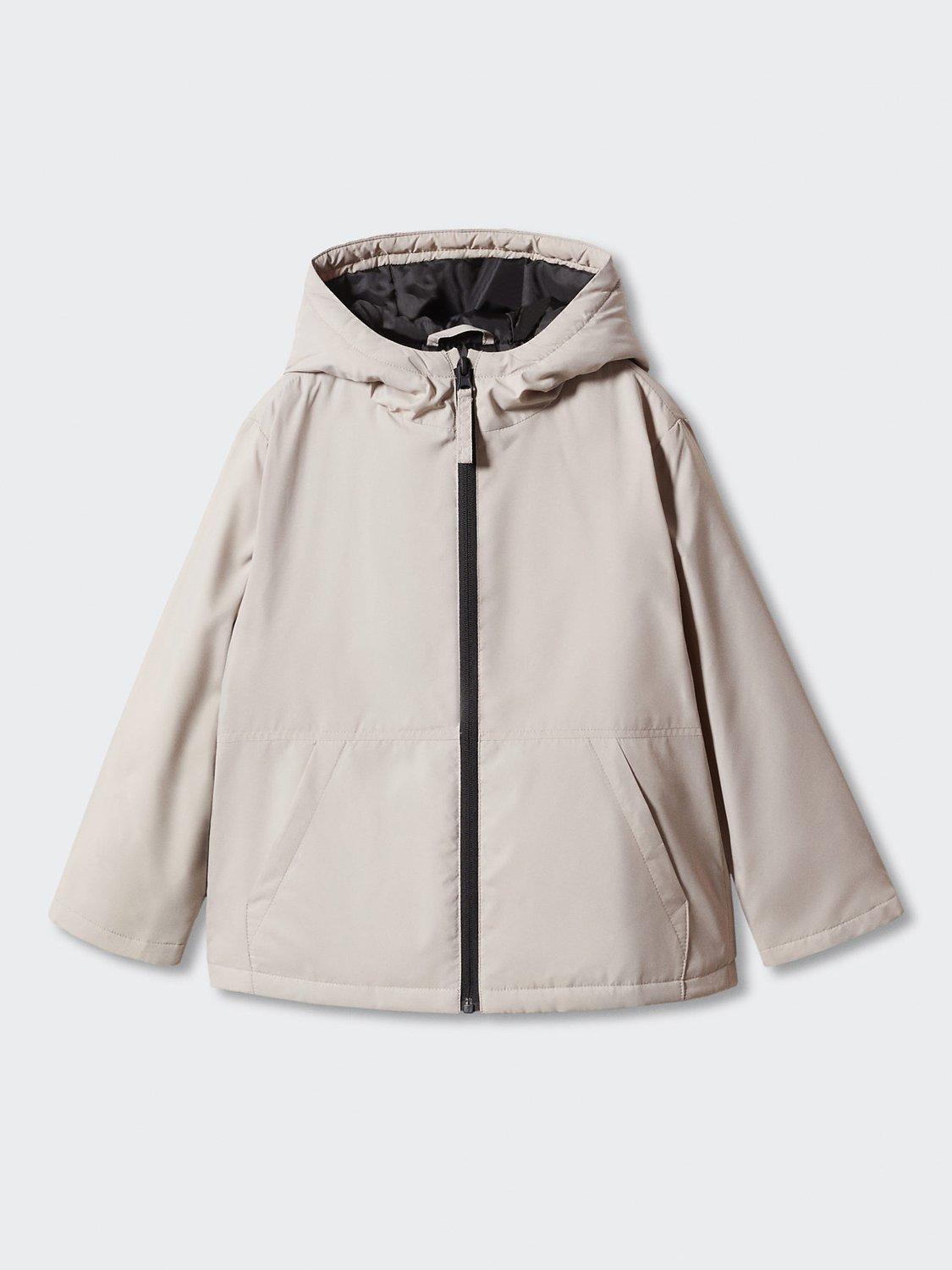 Mango Kids' Pepe Quilted Hooded Coat, Natural White