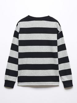 Mango Kids' Paul Stripe Long Sleeve T-Shirt - view 2, Black