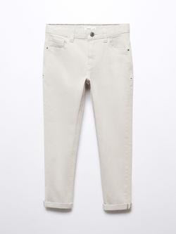 Mango Kids' Peru Straight Trousers, Light Pastel Grey