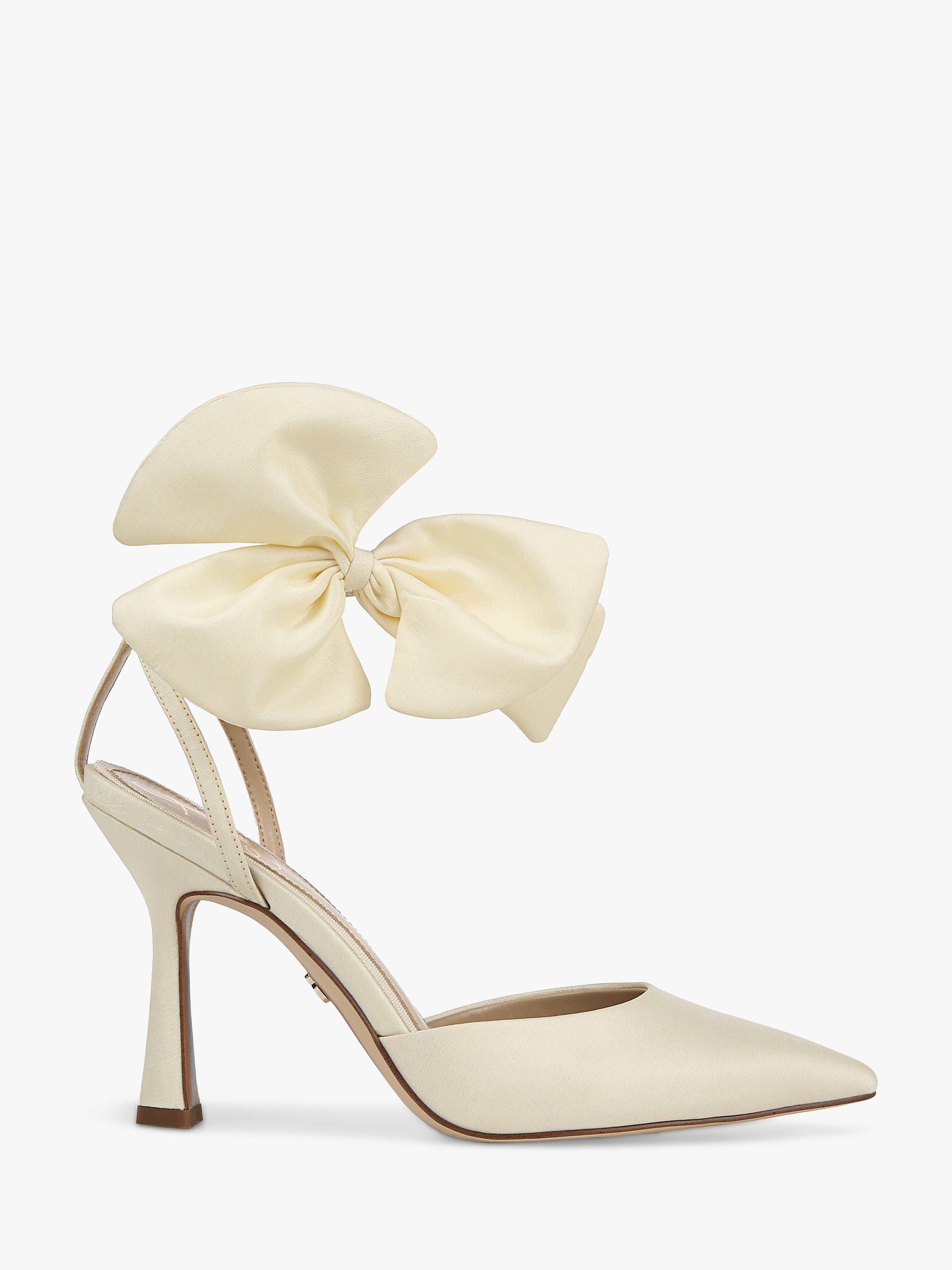 Sam Edelman Halie Bow Detail Ankle Strap Pumps, Pearl Ivory