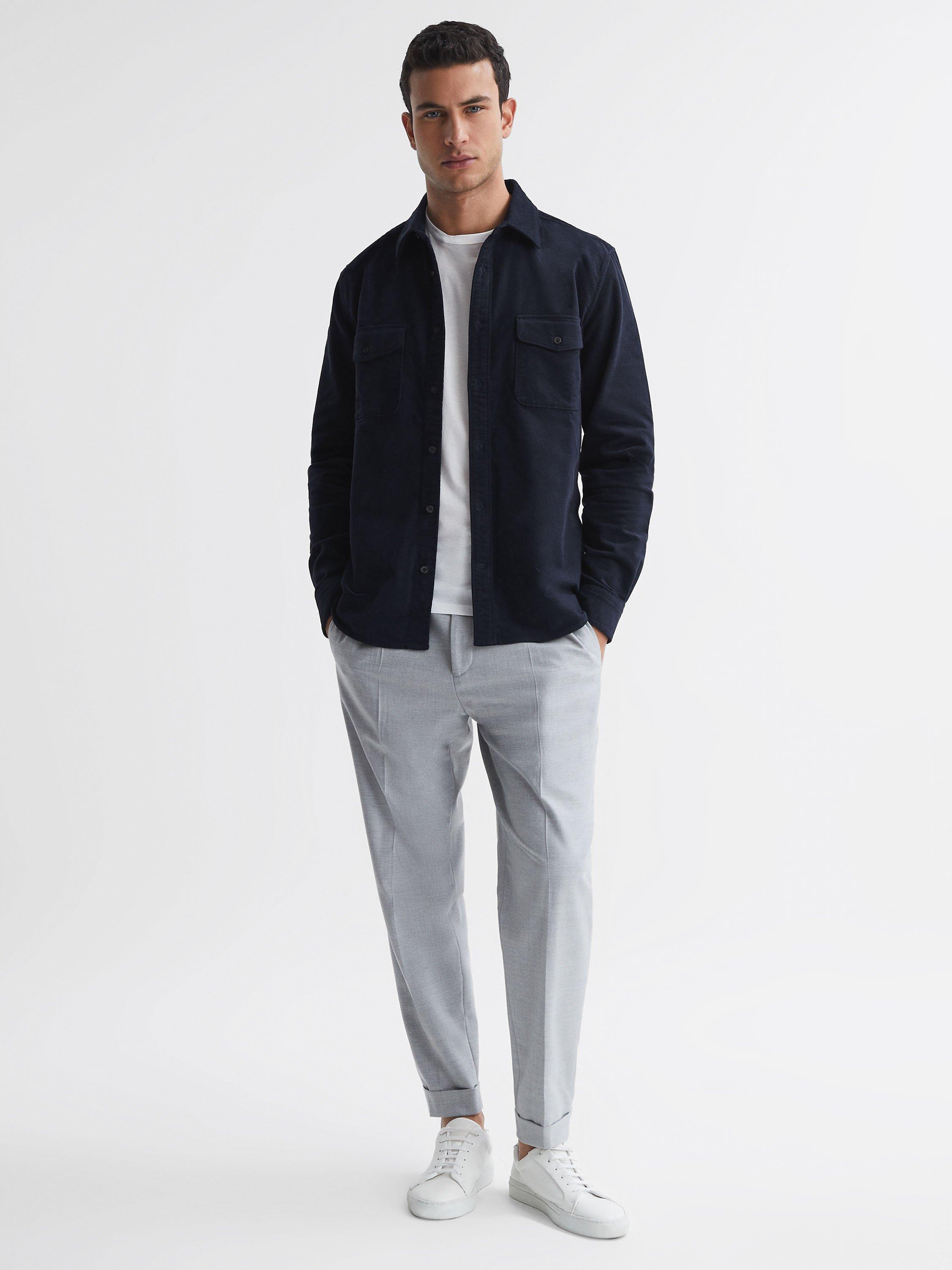 Reiss Cialini Twill Cord Twin Pocket Overshirt, Navy