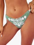 Accessorize Ornamental Print Ruched Side Bikini Bottoms, Khaki