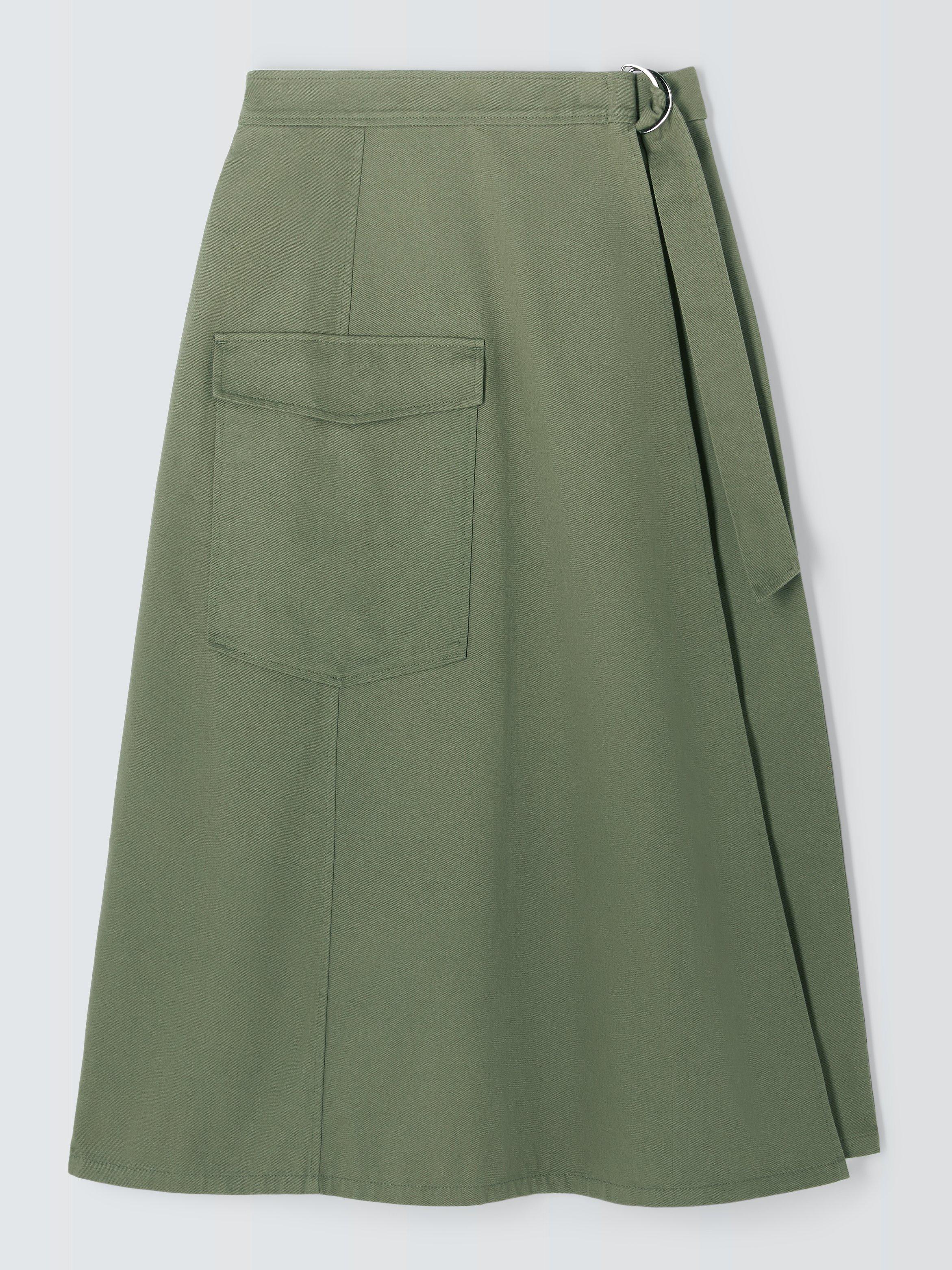 John Lewis Utility Wrap Midi Skirt Khaki