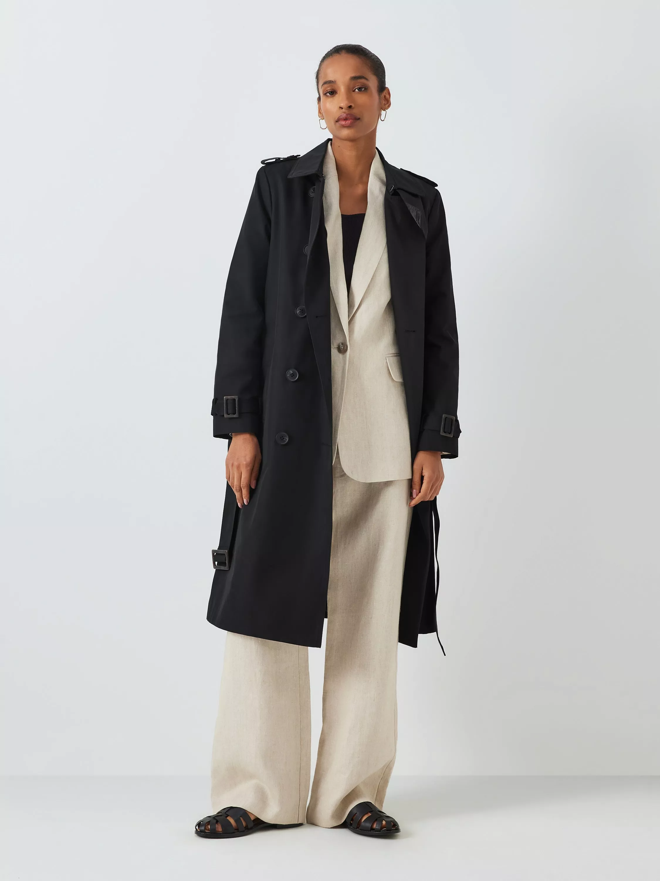 Women s Black Trench Coats John Lewis Partners