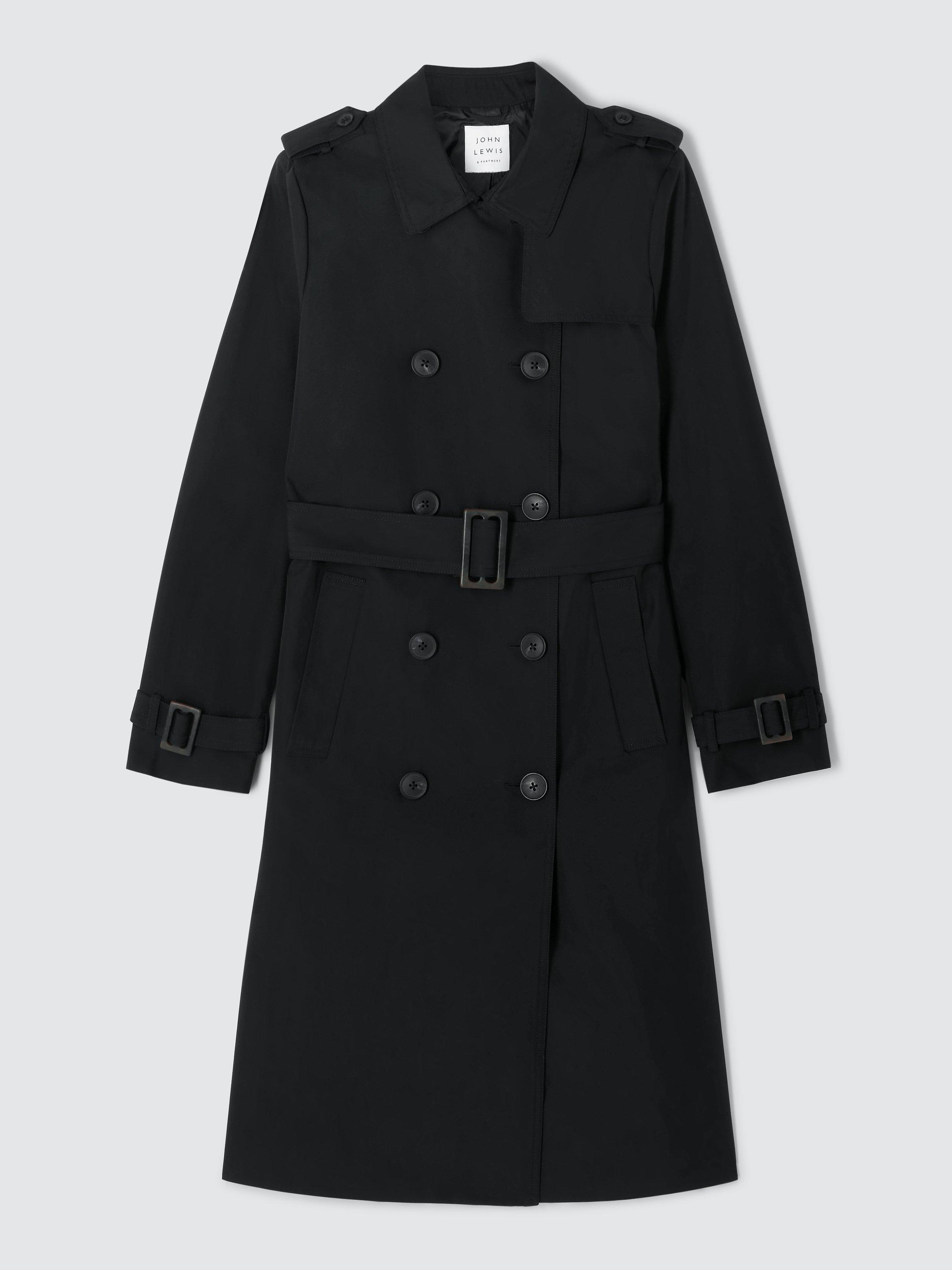 John Lewis Trench Coat, Black, 8