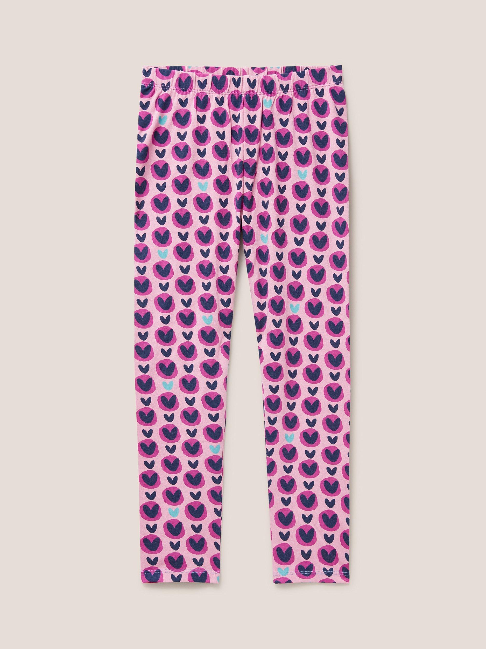 White Stuff Kids' Heart Print Leggings, Pink