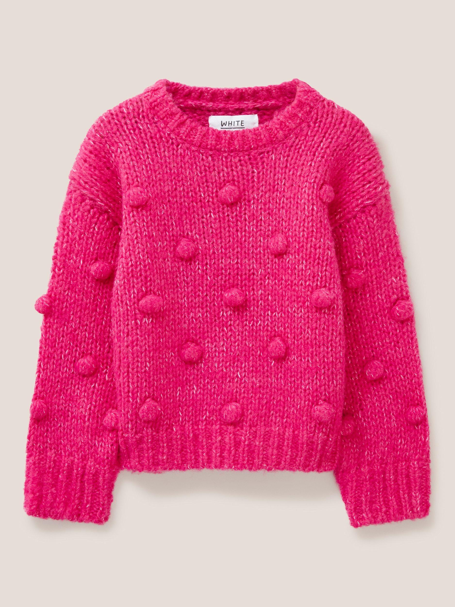 White Stuff Kids' Pom Pom Jumper, Bright Pink