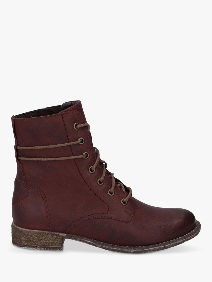 Josef Seibel Sienna 70 Lace Up Leather Ankle Boots, Bordeaux