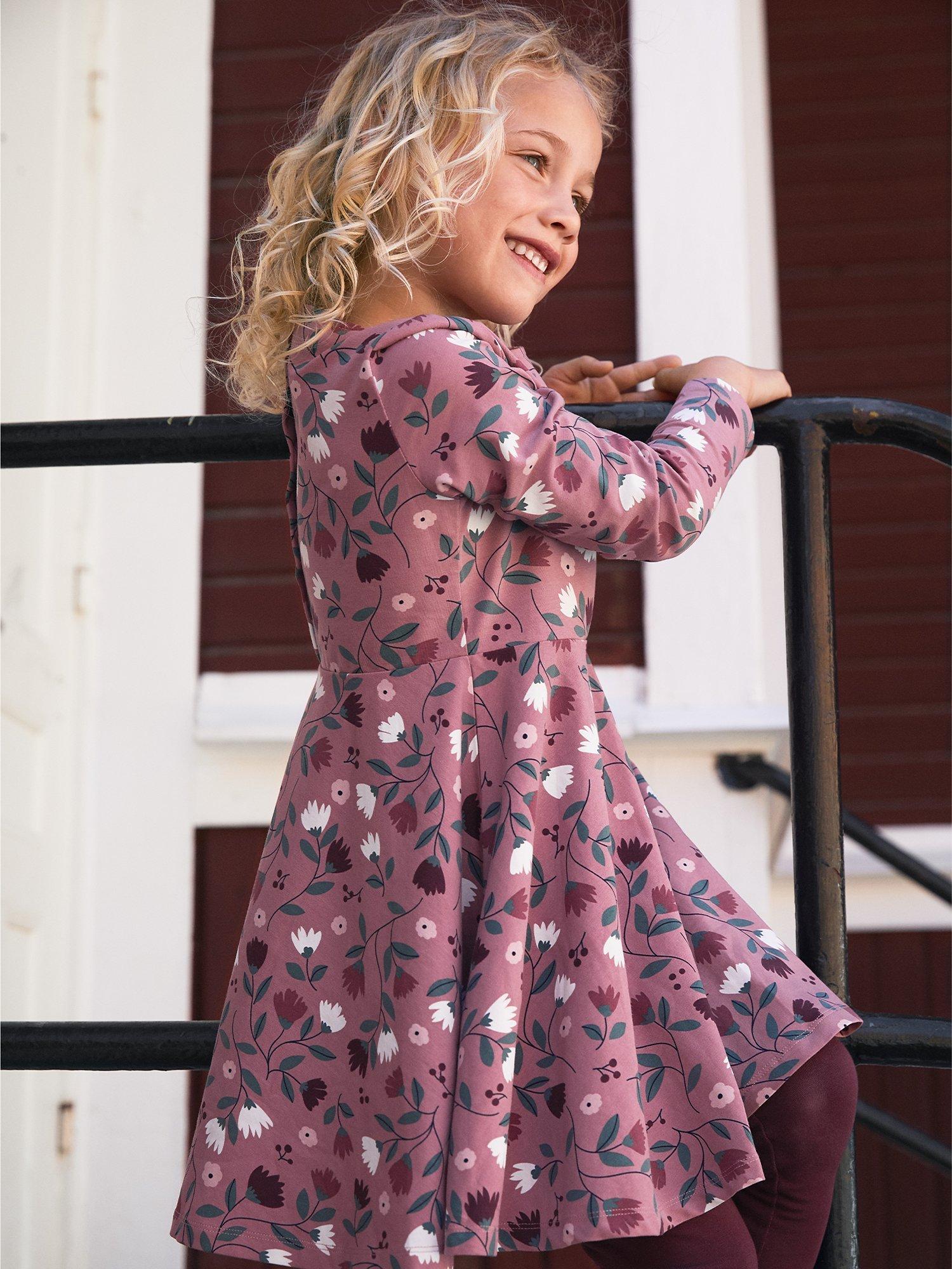Polarn O. Pyret Baby Floral Print Organic Cotton Blend Dress, Pink