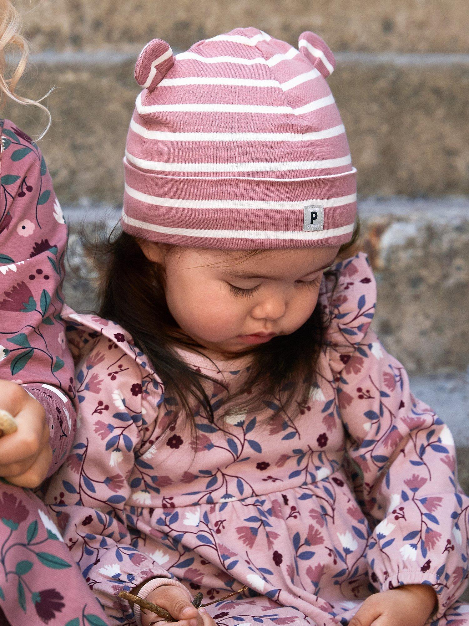 Product image 1 of 3, which shows Polarn O. Pyret Baby Organic Cotton Floral Print Jersey Dress, Pink, 1-2 months