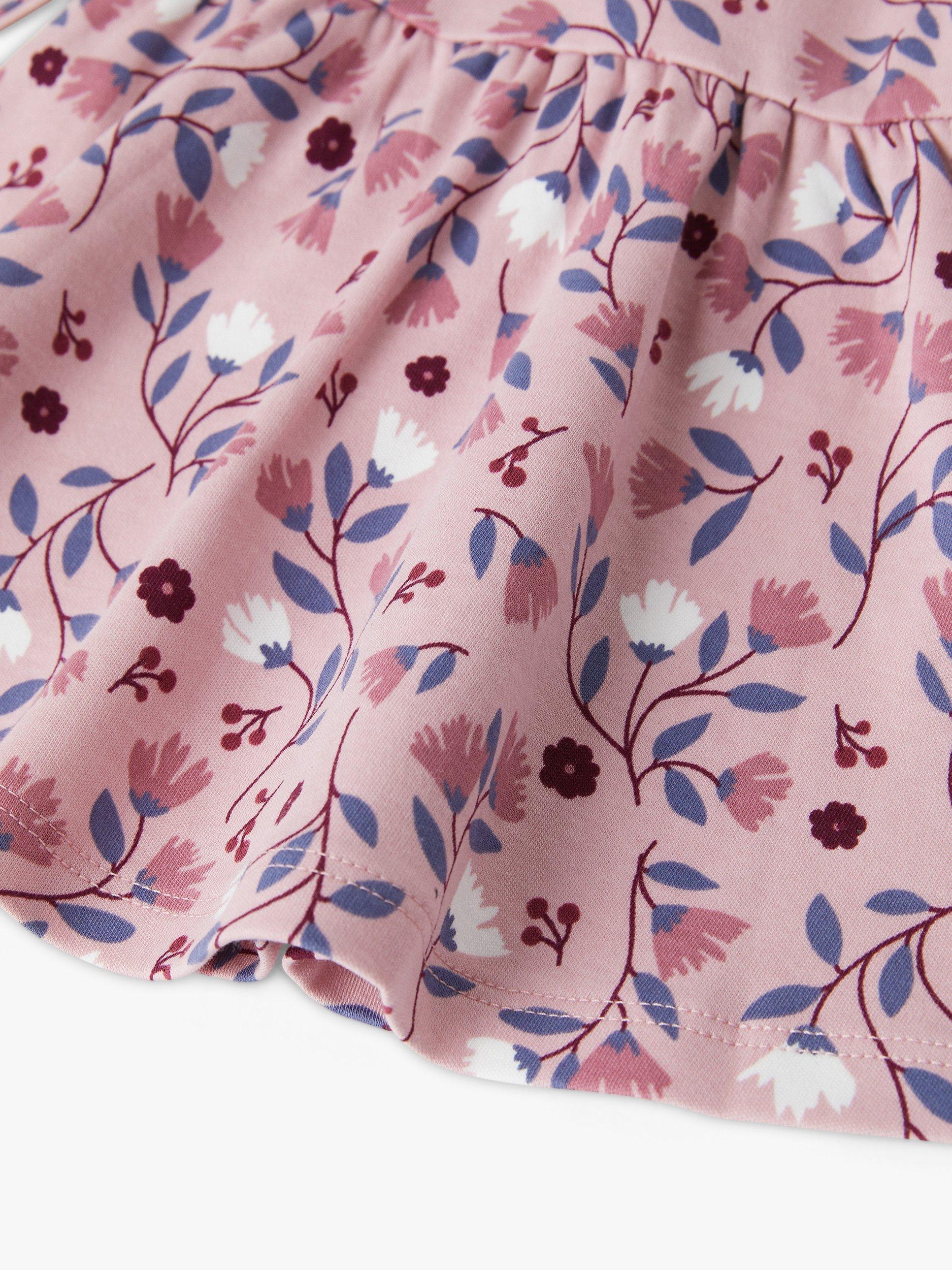 Product image 3 of 3, which shows Polarn O. Pyret Baby Organic Cotton Floral Print Jersey Dress, Pink, 1-2 months