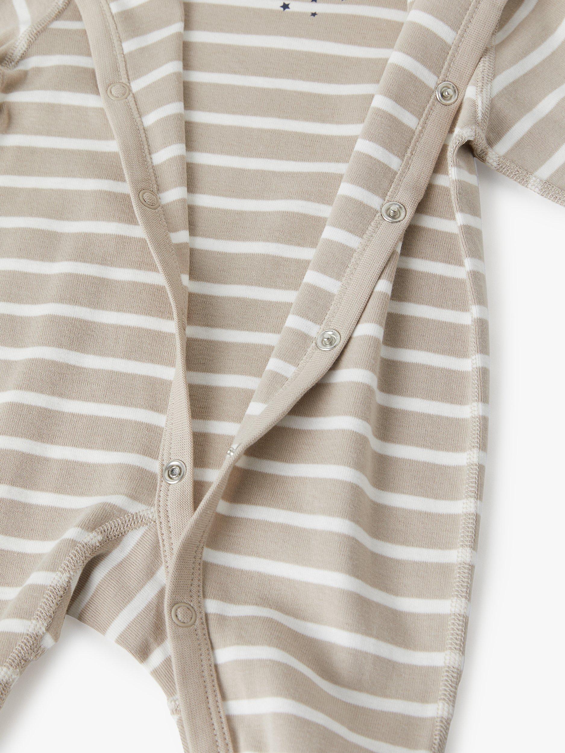 Polarn O. Pyret Baby Organic Cotton Stripe Sleepsuit, Natural, 0-2 months