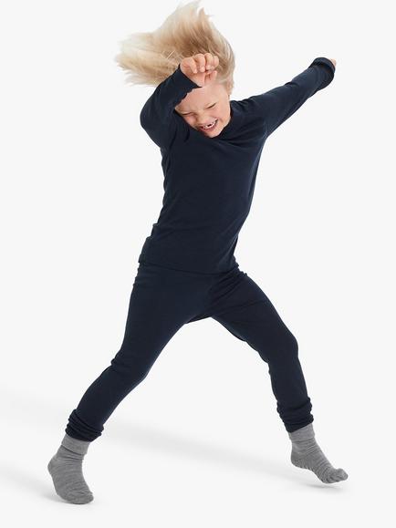 Polarn O. Pyret Kids' Merino Wool Long Sleeve Top - view 2, Blue