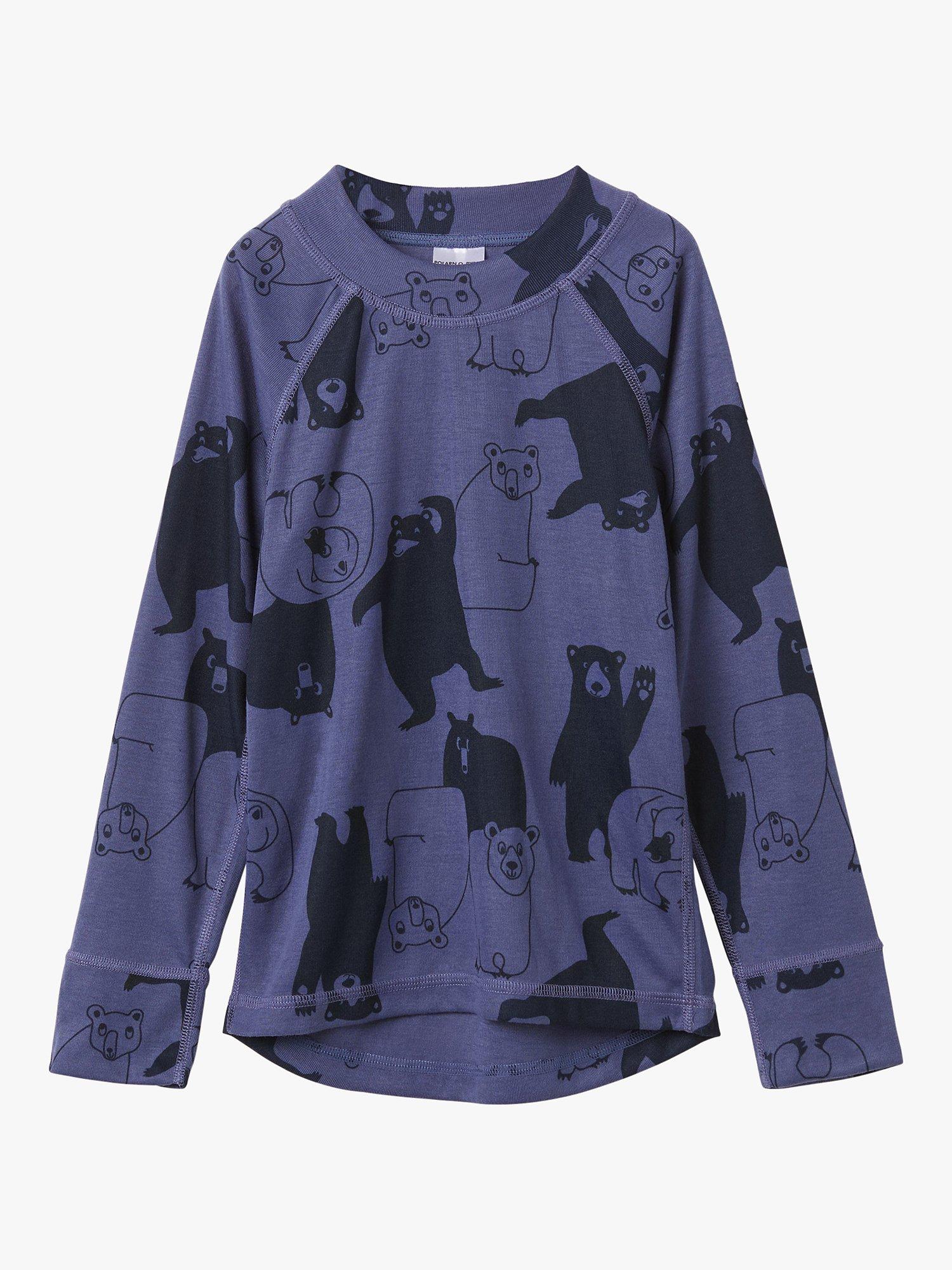 Polarn O. Pyret Kids' Bear Print Thermal Top, Blue