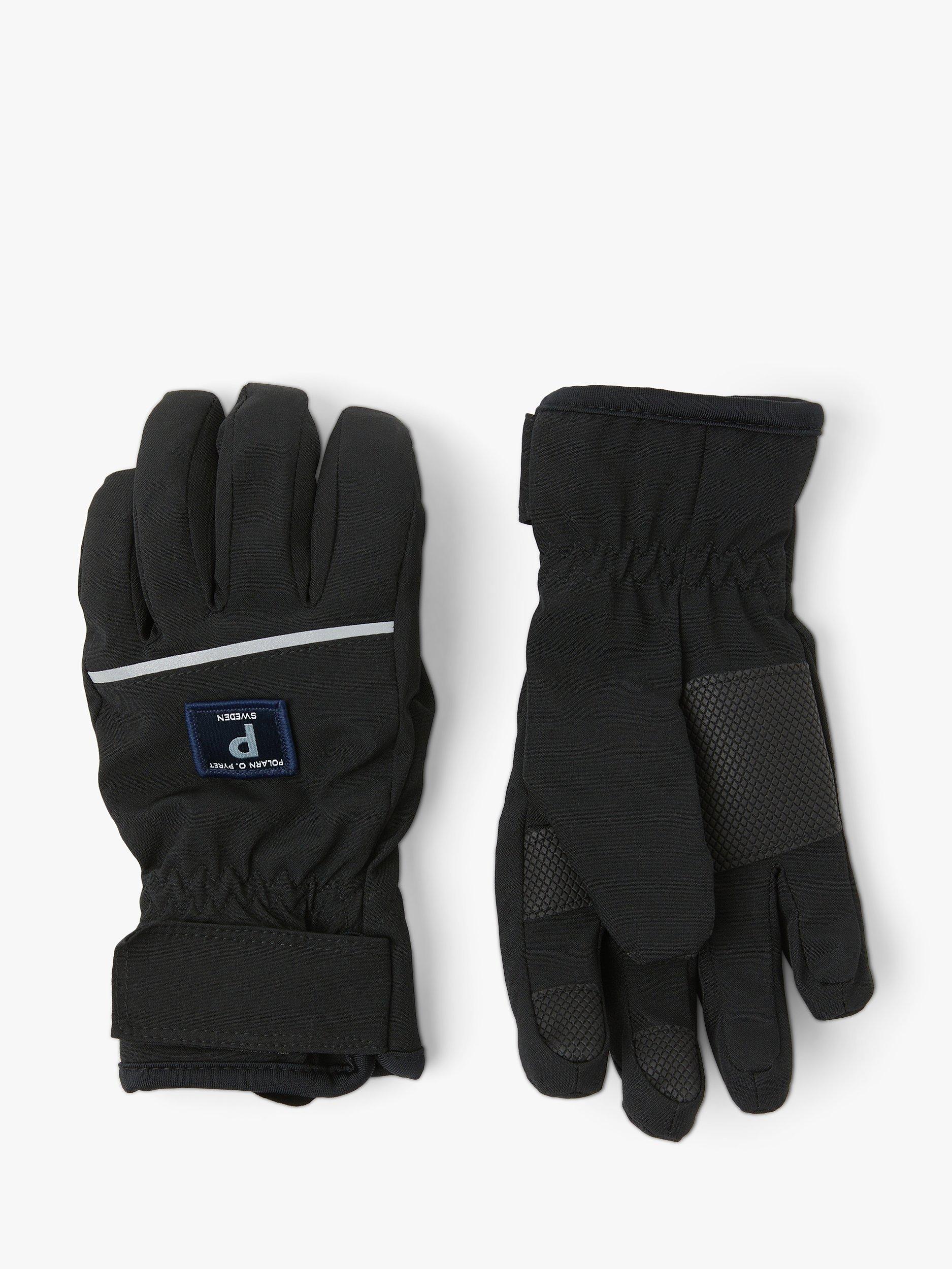 Product image 1 of 2, which shows Polarn O. Pyret Kids' Soft Gloves, Black, 6-9 years