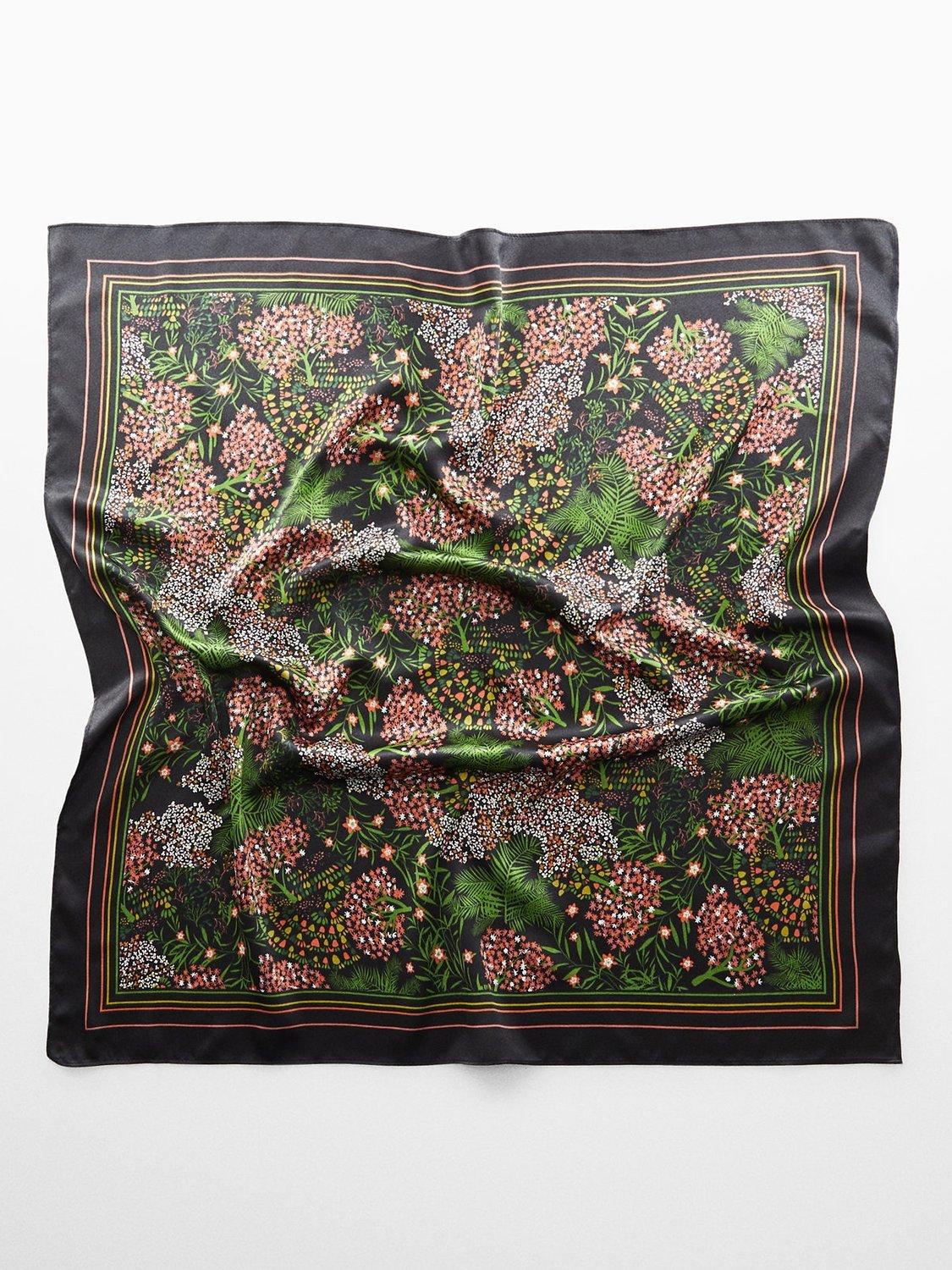 Mango Clement Floral Neck Scarf, Black