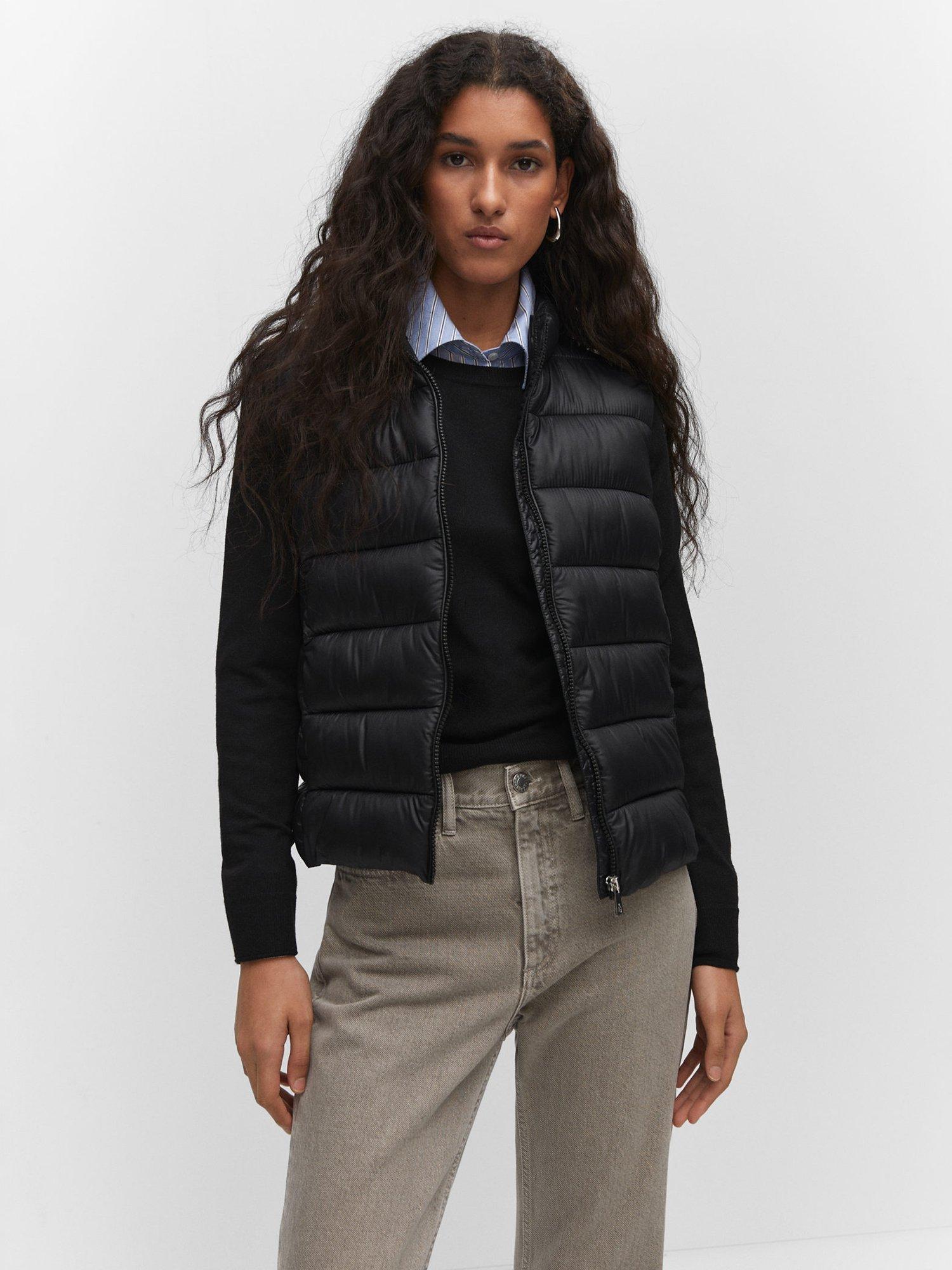 Mango Ultra-Light Quilted Gilet, Black
