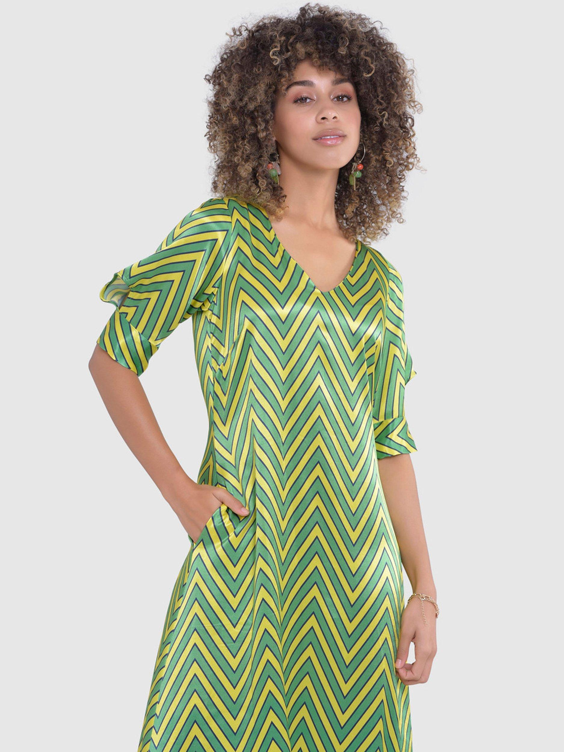 Product image 2 of 4, which shows Closet London A-Line Geometric Print Midi Dress, Green, 8