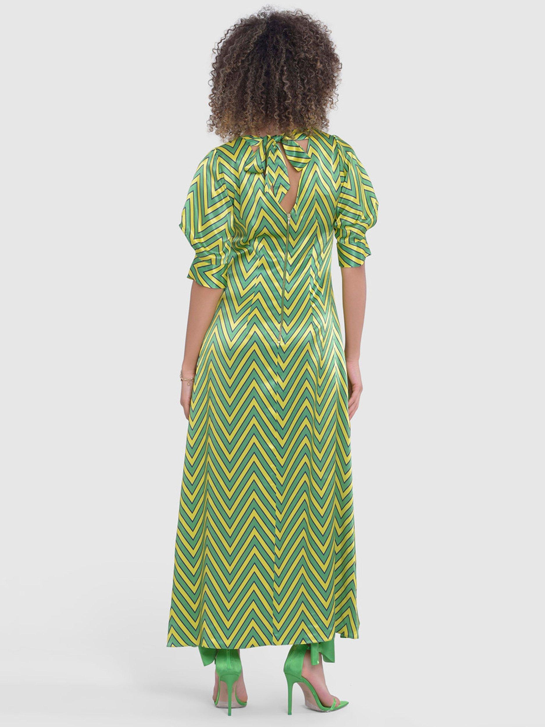 Product image 3 of 4, which shows Closet London A-Line Geometric Print Midi Dress, Green, 8