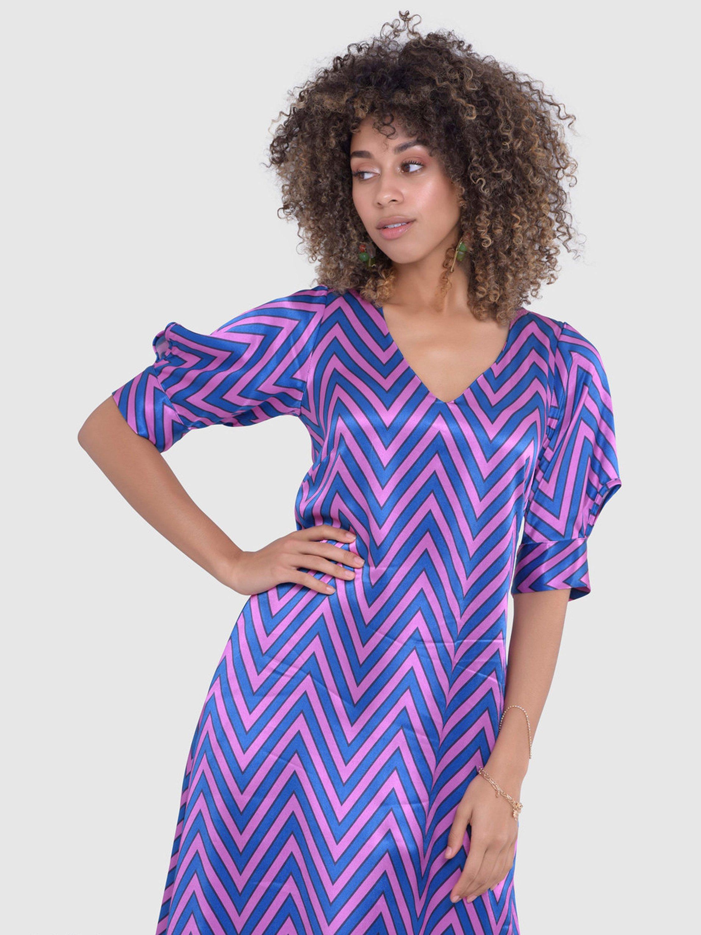 Closet London Chevron Print Maxi Dress Pink
